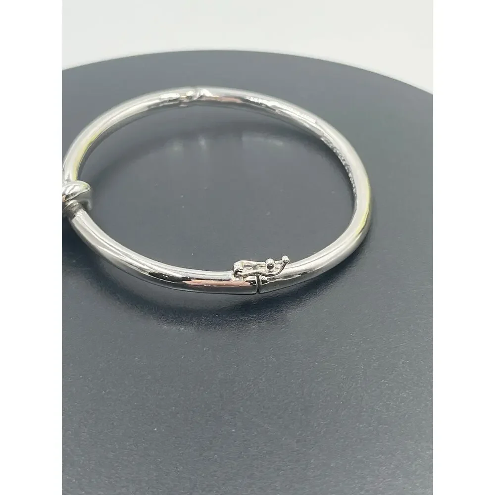 Kate Spade Sailor's Knot Love‎ Knot Polished Silver Tone Hinged Bangle Bracelet - Picture 8 of 9